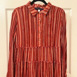 Red-Striped Collar Dress